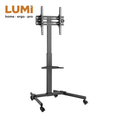 Economical Steel Height Adjustable Mobile TV Trolley TV Cart with Shelf