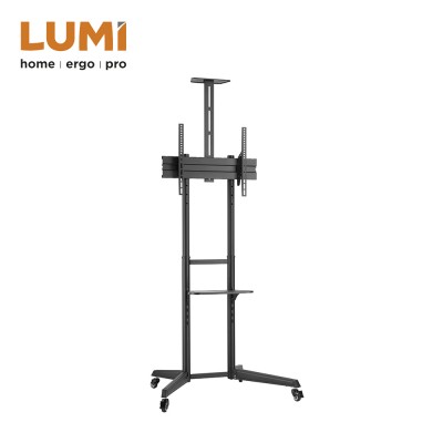 Versatile & Compact Steel Height Adjustable TV Cart with Shelf