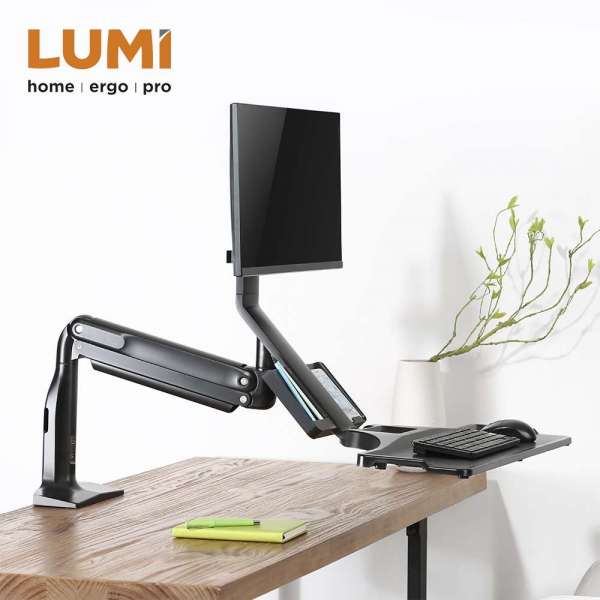 Premium Gas Spring Sit-Stand Workstation Monitor Desk Mount