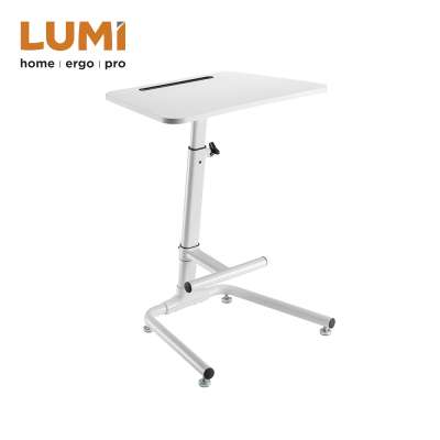 Height Adjustable Sit Stand Mobile Workstation with Footrest Bar